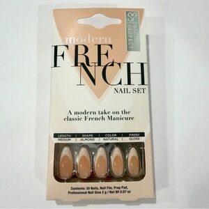 Salon Perfect Modern French Tip Press-On Nails - Natural Almond Shape - 30 Nails